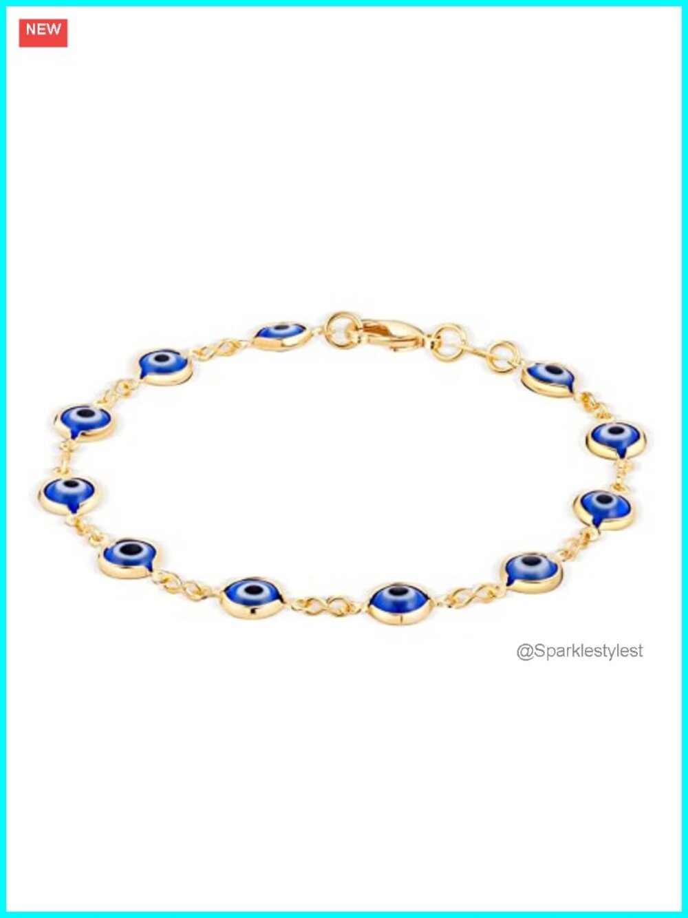 18K Gold Plated Evil Eye Link Bracelet Made in Brazil